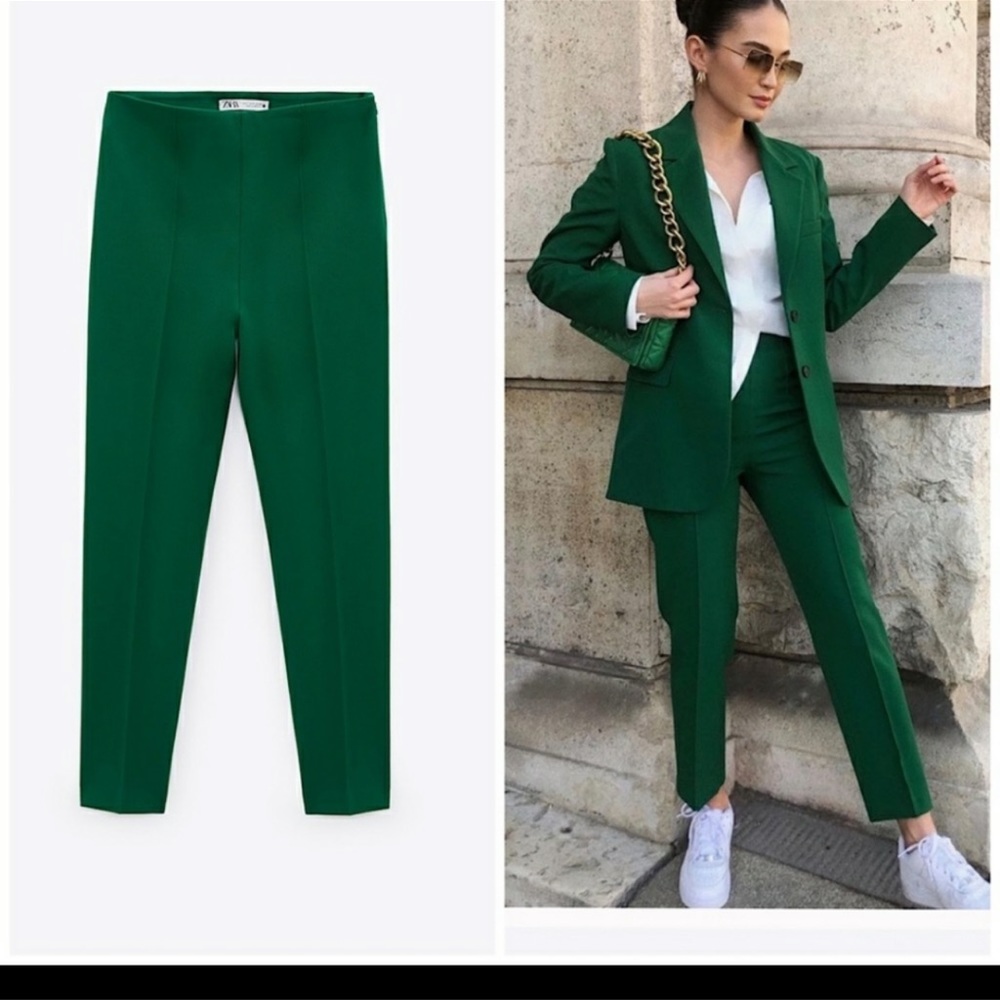 Zara hunter green blogger pants